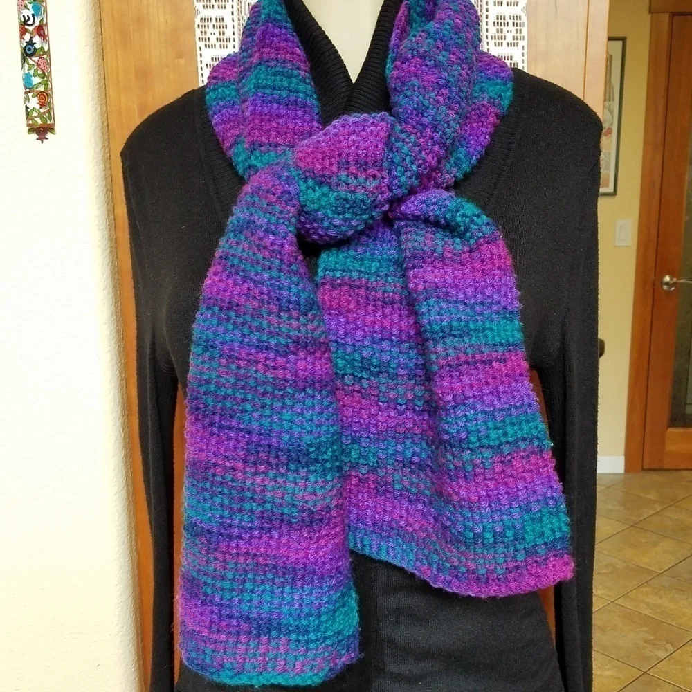 Copy - Hand Knit Vibrant Color Muffler/ Scarf